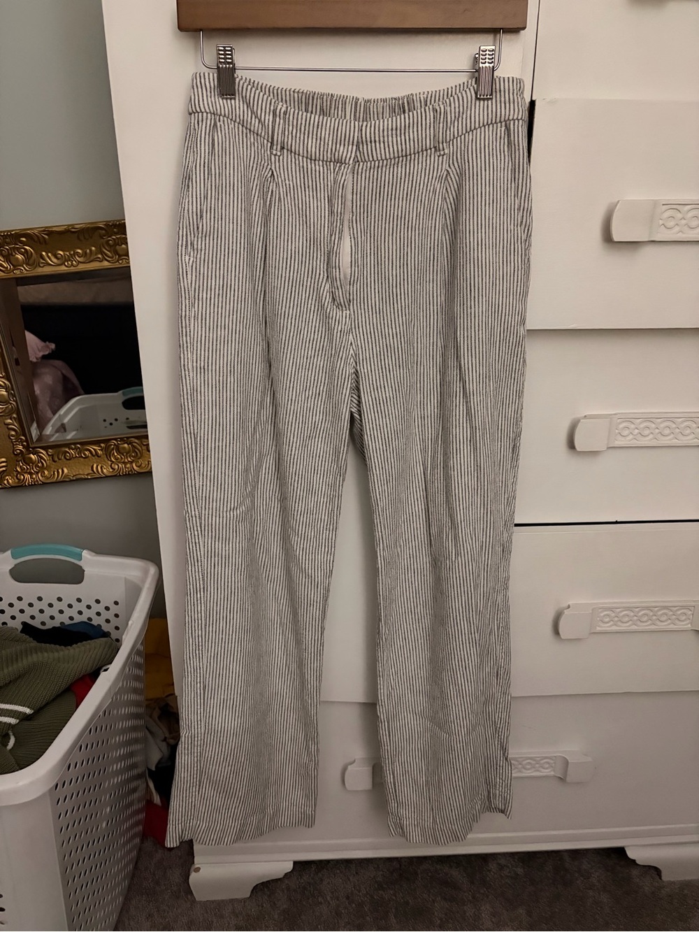 Old Navy Gray and White Pinstripe Chinos